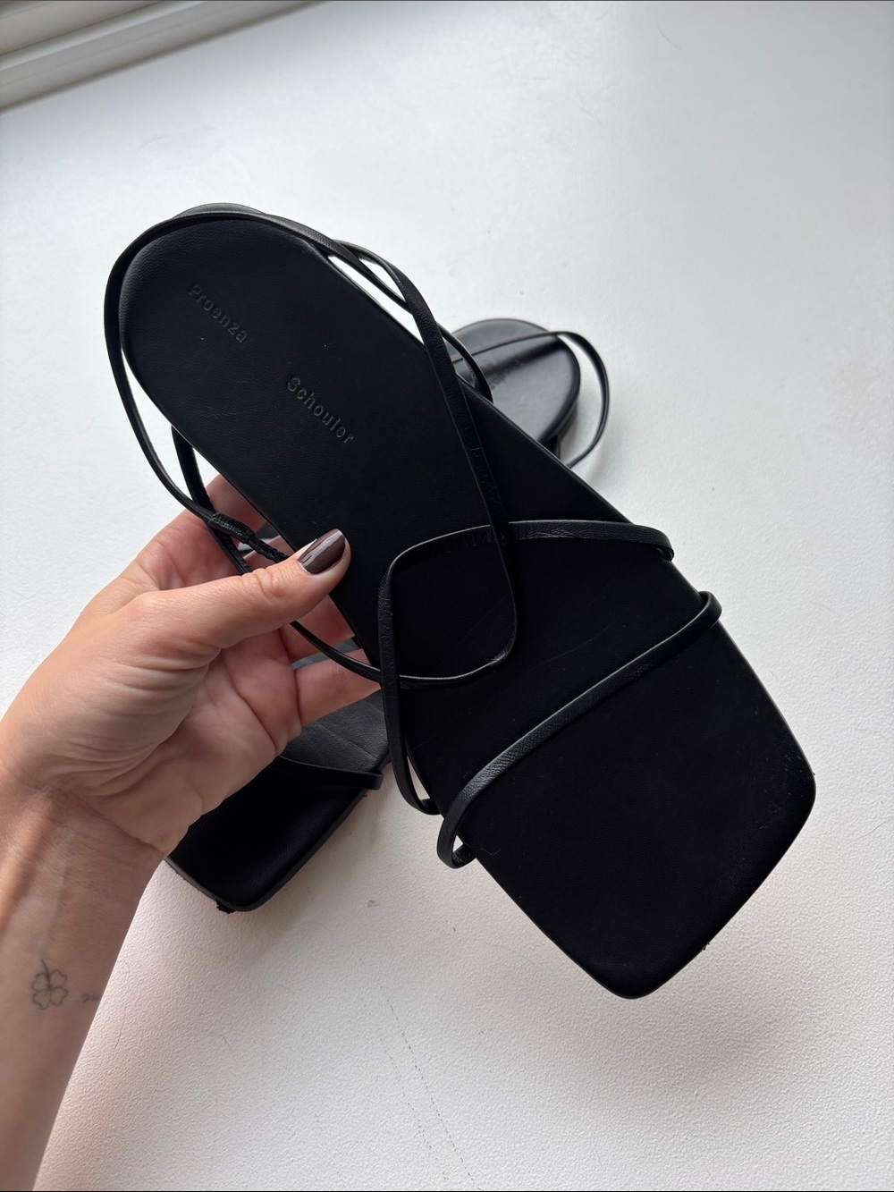 Proenza Schouler Black Square-Toe Strappy Sandals size 38.5 US 8.5
